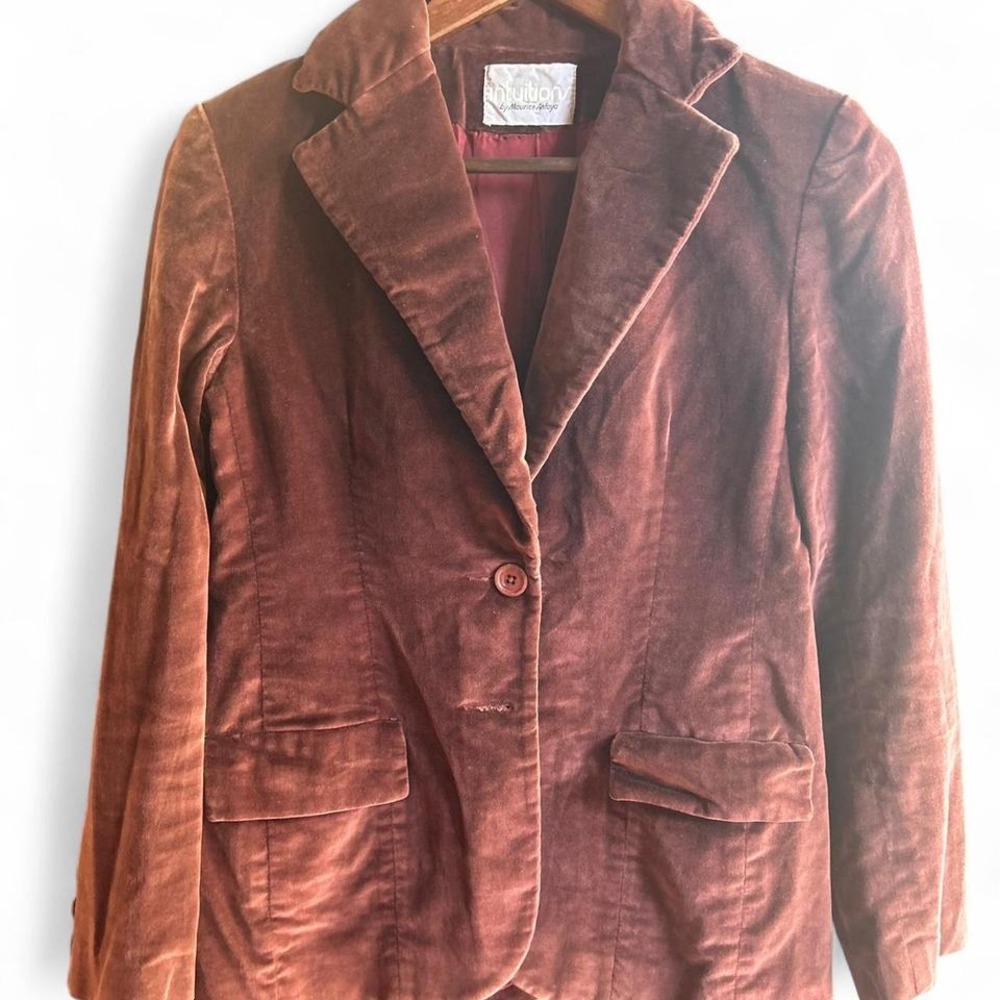 Women's‎ vintage Burgundy brown velvet blazer medium